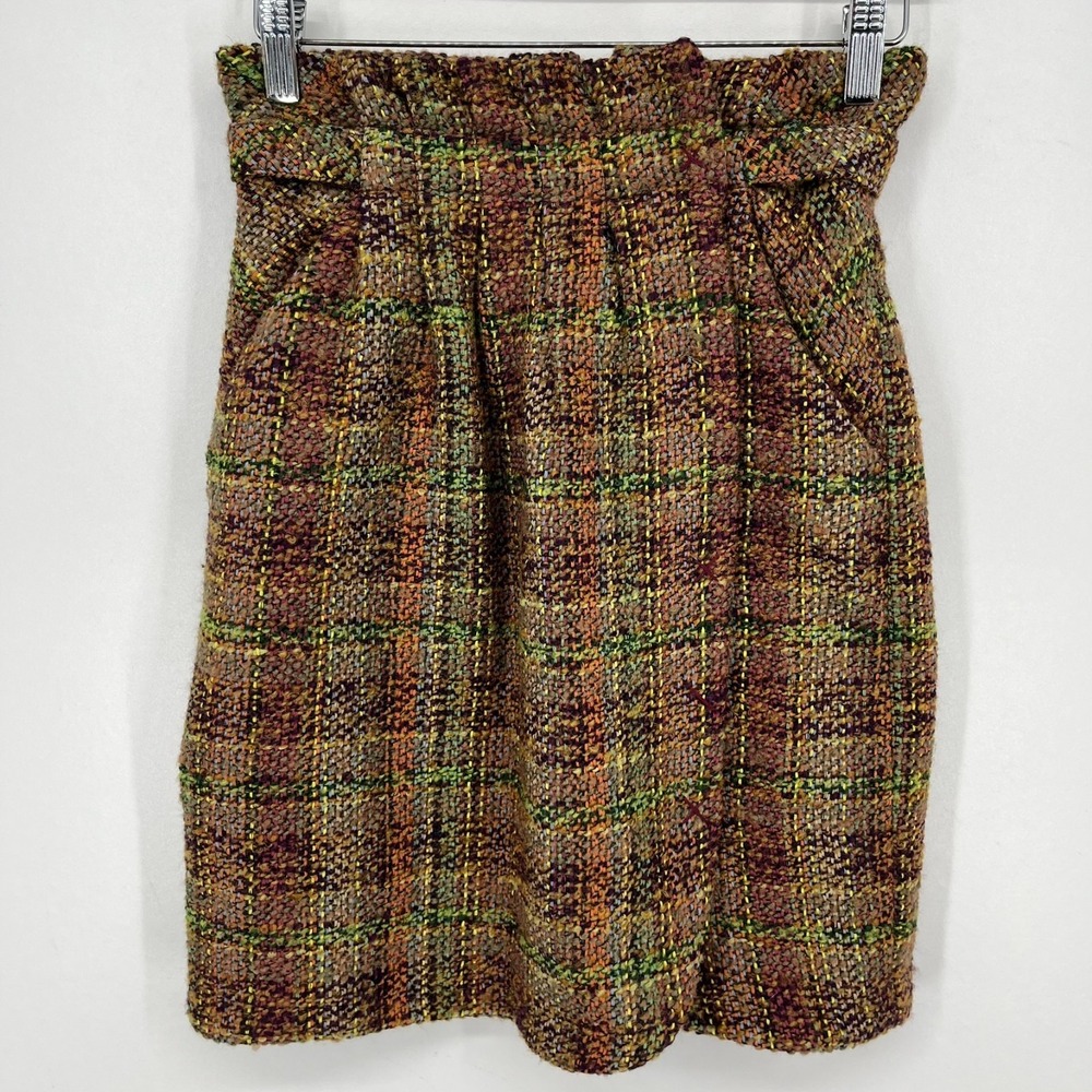 Odille Anthropologie Tweed High Rise Mini Skirt Women's Size 0‎ Multicolor Fall